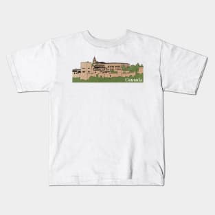 La Alhambra, Granada Line Art Colored Kids T-Shirt